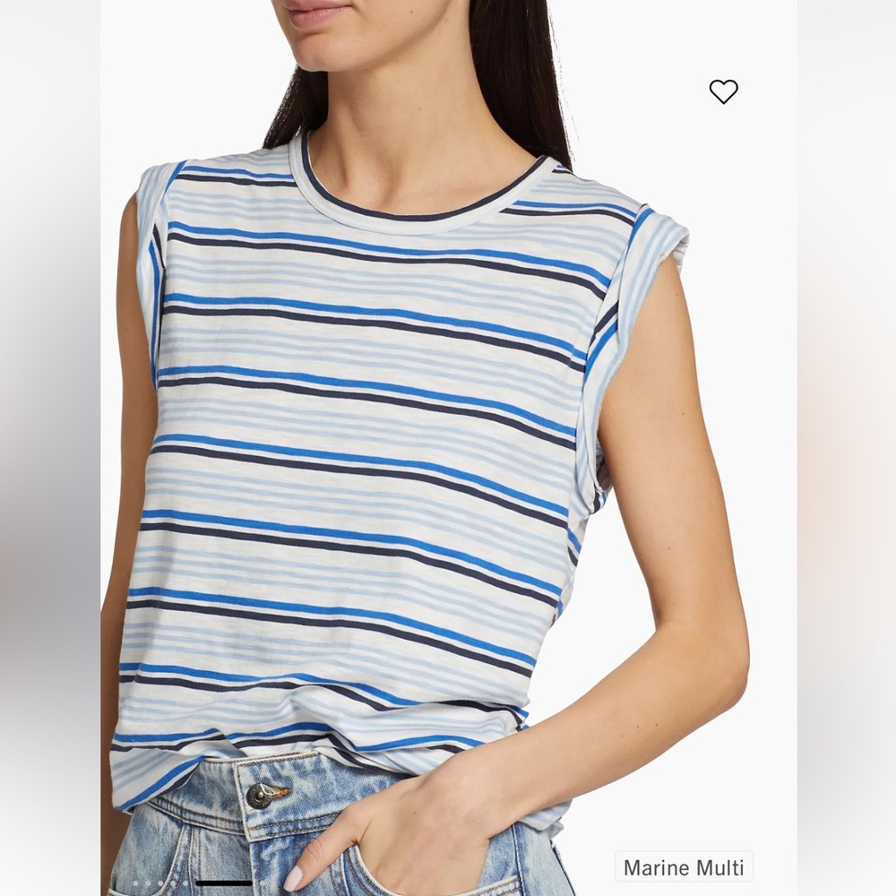 Veronica Beard Blue Striped Tank Top